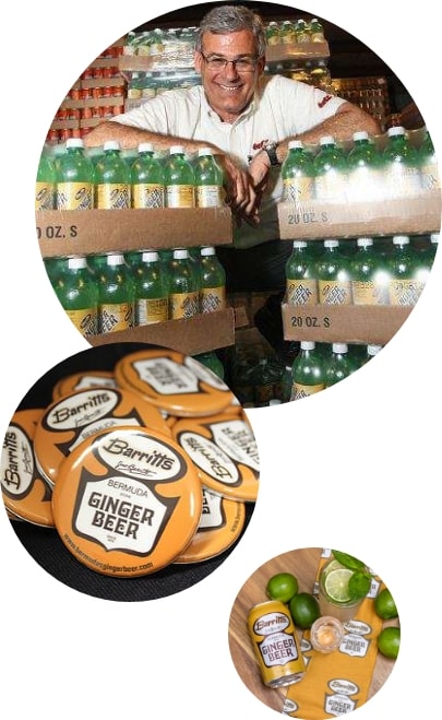 Bruce Barritt smiling and standing next to his products