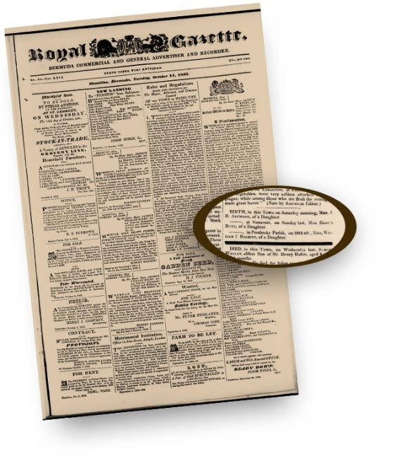 Barritt's referenced in old Bermuda Royal Gazette newspapper cover