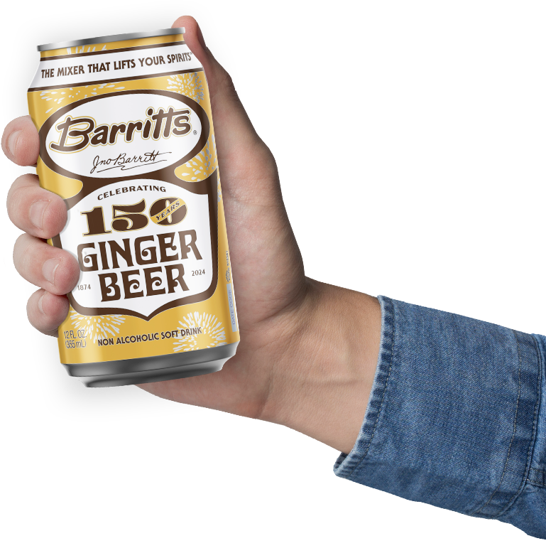 hand holding Barritt’s Ginger Beer can